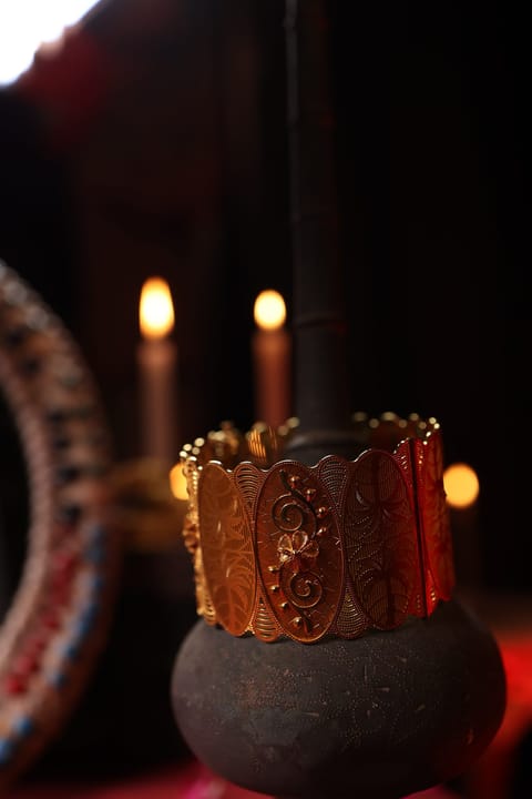 Carved 916 gold kada bangle from the Shree Jewels collection, Manek Chowk Porbandar